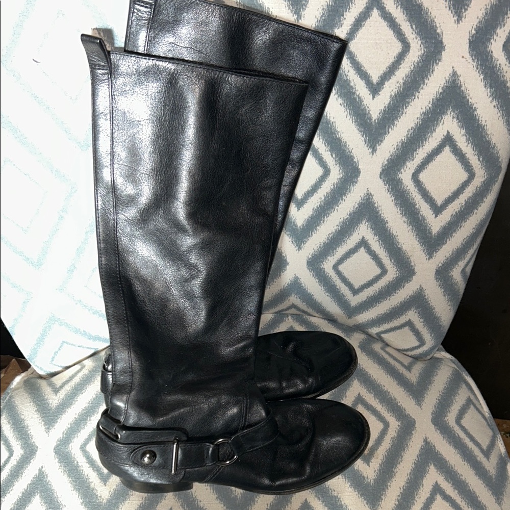 Black Tall Leather Boots 6.5